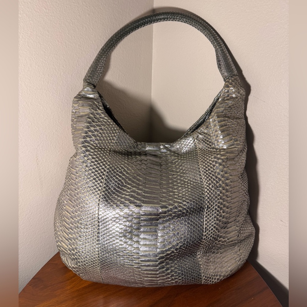 Devi Kroell Silver Python Snakeskin Leather Hobo … - image 7